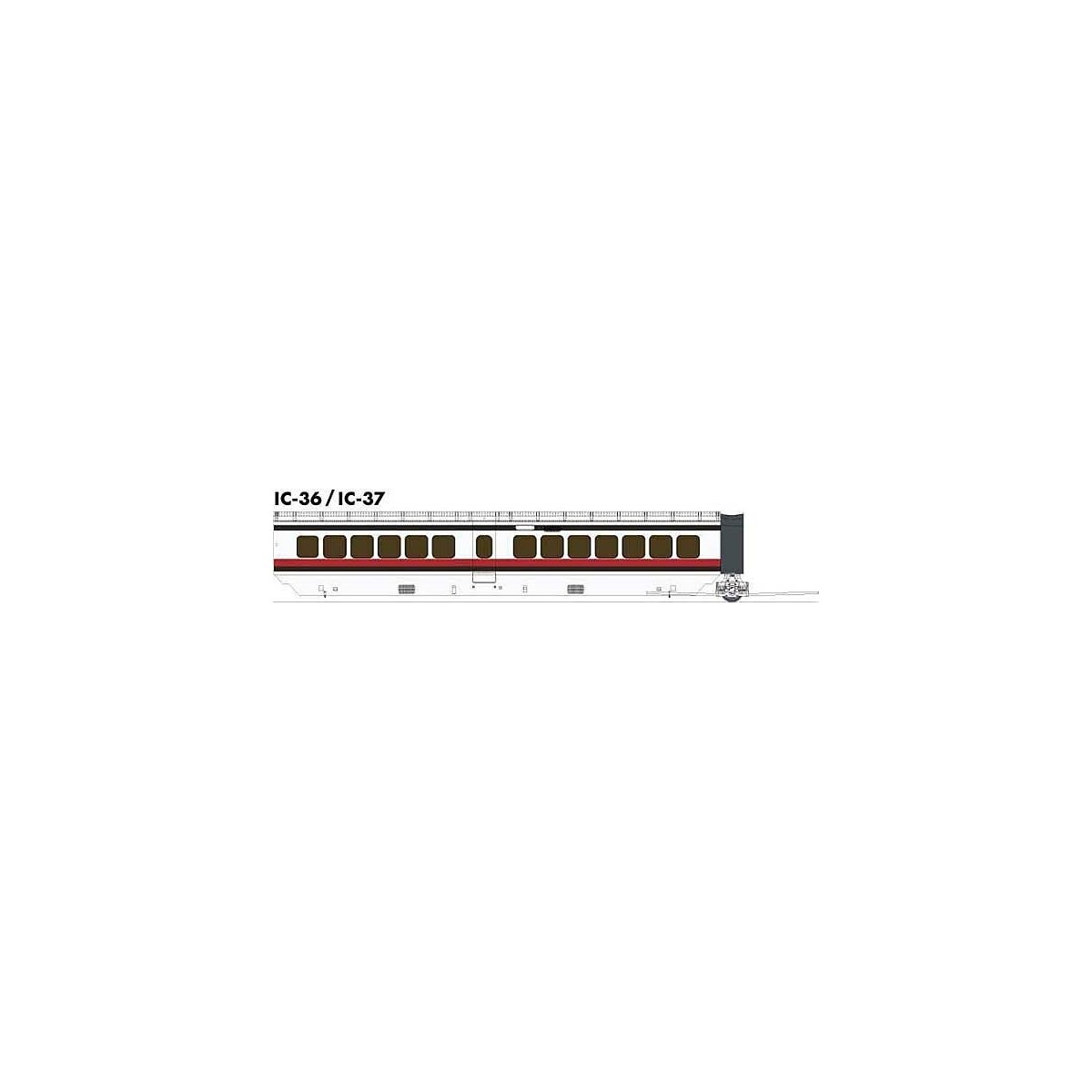 UAC TurboTrain Add-On Coach (2022 Ver.) - Ready to Run -- Amtrak (Early Scheme, white, red, blue), HO, Rapido Trains Inc 203103