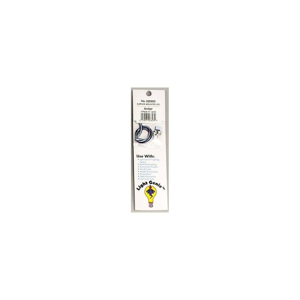 LED w/10′ 25.4cm Wire Leads 4-Pack - Light Genie(TM) -- Yellow/Amber, HO, Model Rectifier Corp 25303