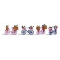 4 Bicycles with Flower Baskets -- 2 Each Pink, Blue, HO, Busch Gmbh & Co Kg 1820