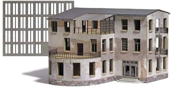 Abandoned Sanatorium -- Laser-Cut Kit - 8-1/4 x 8-1/4 x 5-3/8′ 21 x 21 x 13.7cm, HO, Busch Gmbh & Co Kg 1945