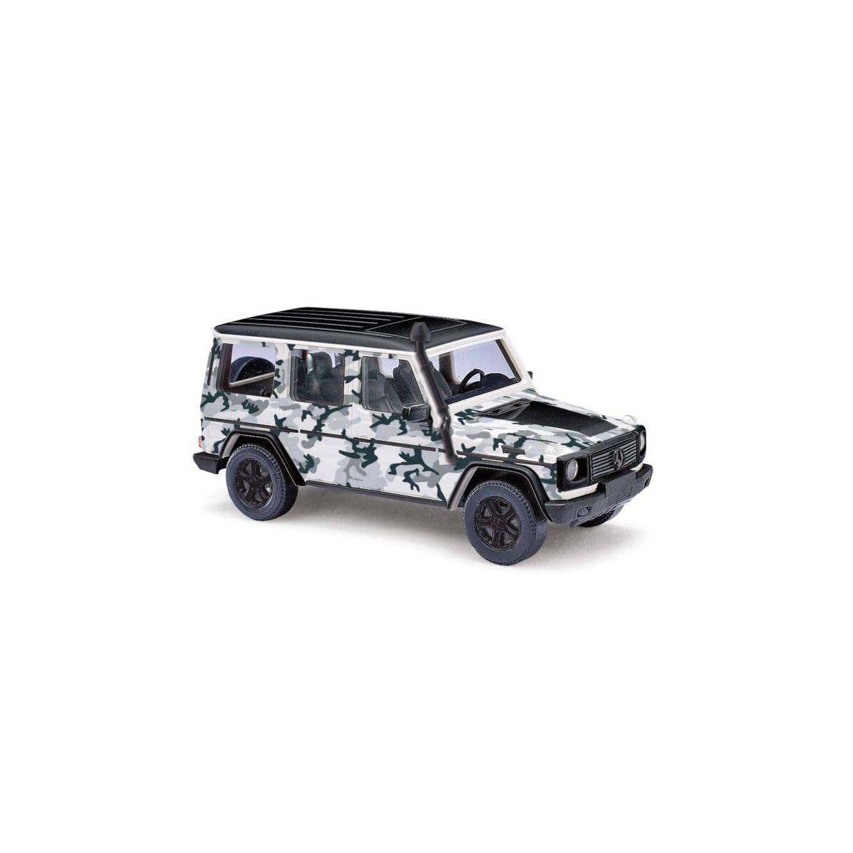 1990 Mercedes-Benz G-Klasse SUV - Assembled -- Crazy in Gray (gray camouflage), HO, Busch Gmbh & Co Kg 51423
