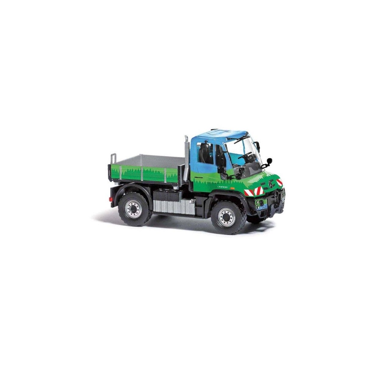 2013 Mercedes-Benz Unimog U 430 Heavy-Duty Pickup Truck - Assembled -- Bayrischer Wald (green, blue, German Lettering), HO, Busc