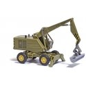 1974 Weimar Mobilbagger T174-2 Rubber-Tired Construction Crane - Assembled -- With Clearing Bucket (green, yellow), HO, Busch Gm