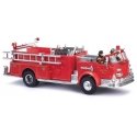 1968 American LaFrance Open-Cab Pumper w/2 Firemen - Assembled -- Red, Chrome, HO, Busch Gmbh & Co Kg 46032