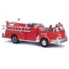 1968 American LaFrance Open-Cab Pumper w/2 Firemen - Assembled -- Red, Chrome, HO, Busch Gmbh & Co Kg 46032