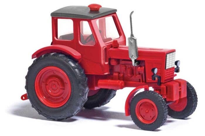 1964 Belarus MTS-50 Farm Tractor - Assembled -- Red, HO, Busch Gmbh & Co Kg 51350
