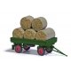 1985 IFA HW 60 Low-Side Farm Trailer w/Hay Bales - Assembled -- Dark Green, HO, Busch Gmbh & Co Kg 53009