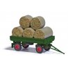 1985 IFA HW 60 Low-Side Farm Trailer w/Hay Bales - Assembled -- Dark Green, HO, Busch Gmbh & Co Kg 53009