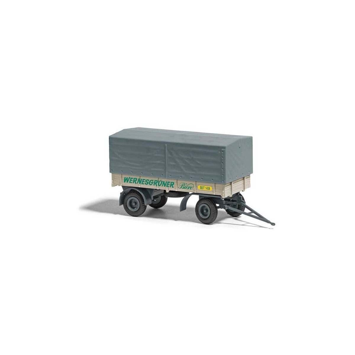 1967 IFA HL 80 Low-Side Farm Trailer withCanvas Cover- Assembled -- Wernesgruner (beige, gray, green, German Lettering), HO, Bus