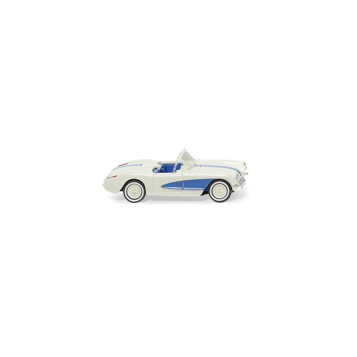 1953-1956 Chevrolet Corvette Convertible - Assembled -- Pearl White, Blue, HO, Wiking 81905