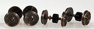 Replacement Geared Nickel Silver Wheelsets for Walthers/Roco Diesels pkg(4) -- 17T x .296′ , HO, Northwest Short Line 25516