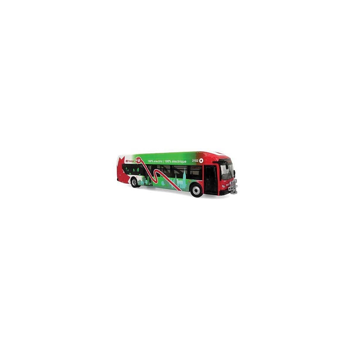 NFI Xcelsior Charge NG Transit Bus -- Ottawa OC Transpo (red, green, white), HO, Iconic Replicas 870337
