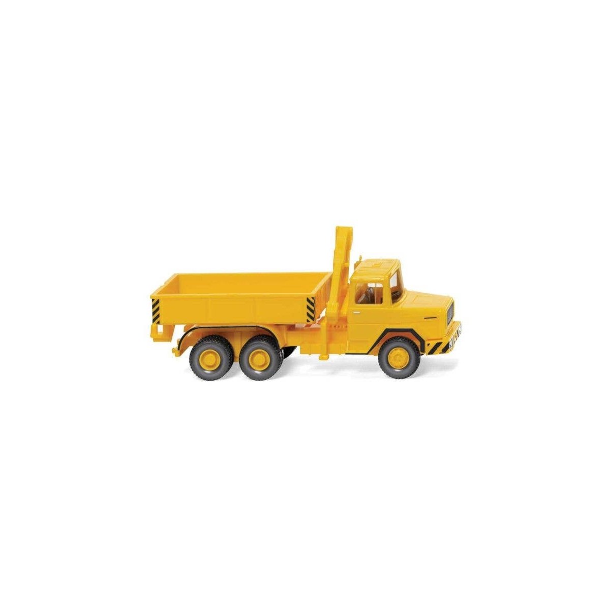 1970-1974 Magirus Deutz Heavy-Duty Low-Side Truck w/Crane - Assembed -- Yellow, Black, HO, Wiking 50404