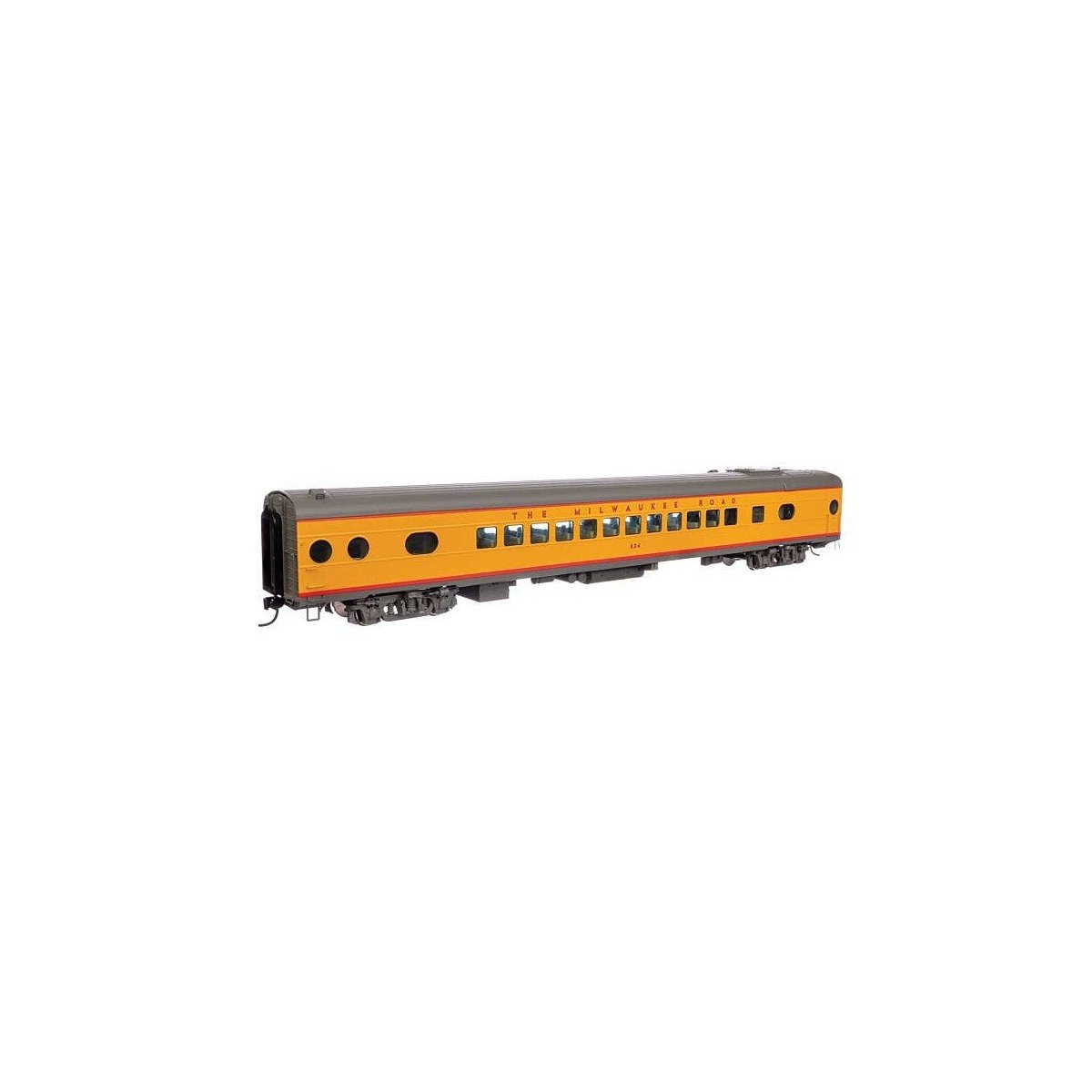 85′ Milwaukee Road 600-Series Coach - DELUXE 1 -- Milwaukee Road 624, HO, WalthersProto 9844