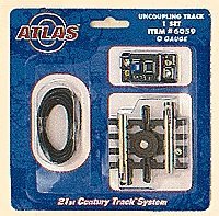 21st Century Track System(TM) Nickel Silver Rail w/Brown Ties - 3-Rail -- Uncoupler - 1-3/4′ 4.4cm, O, Atlas O 6059