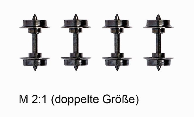 Metal Wheelsets - Feldbahn -- pkg(4), HOn2, Busch Gmbh & Co Kg 12299