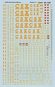 Railroad Decal Set -- CSX 50′ Outside-Braced/Exterior-Post Boxcars, HO, Microscale Industries Inc 871337