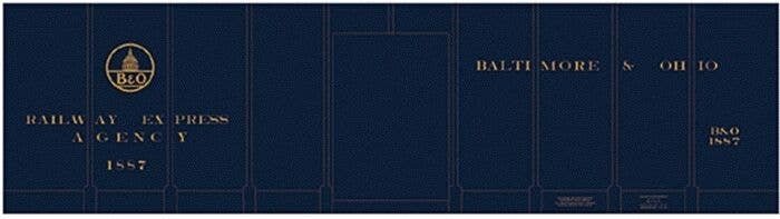Railroad Decal Set -- Baltimore & Ohio REA Class M-15 Express Boxcar (blue car), HO, Tichy Train Group 10071