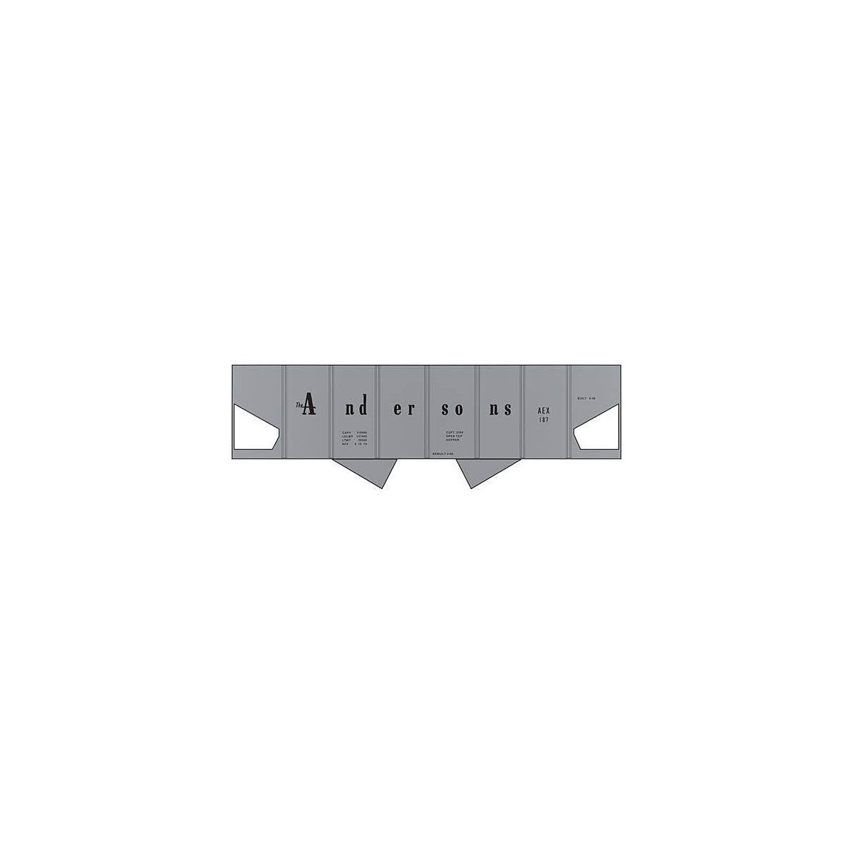 Railroad Decal Set -- The Andersons 2-Bay Panel Hopper (Gray Car), HO, Tichy Train Group 10149