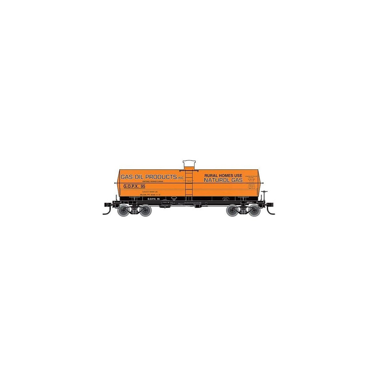Railroad Decal Set 6-Pack -- Gas-Oil Products GOPX 8,000-Gallon LPG Tank Car, HO, Tichy Train Group 100476