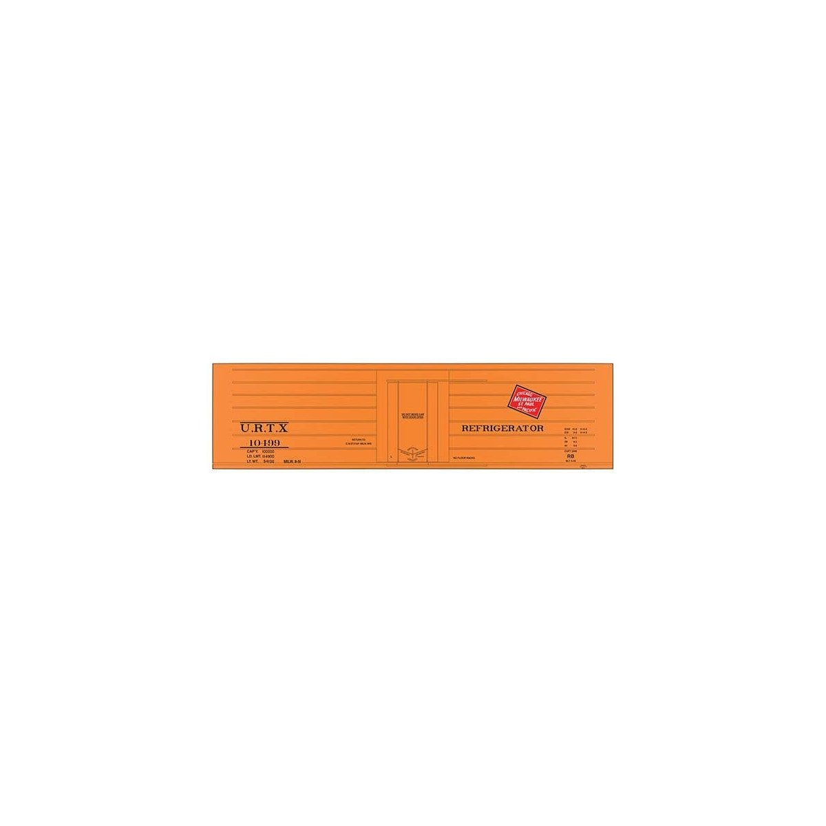 Railroad Decal Set 6-Pack -- Milwaukee Road/URTX Ribbed-Side Reefer, HO, Tichy Train Group 100196
