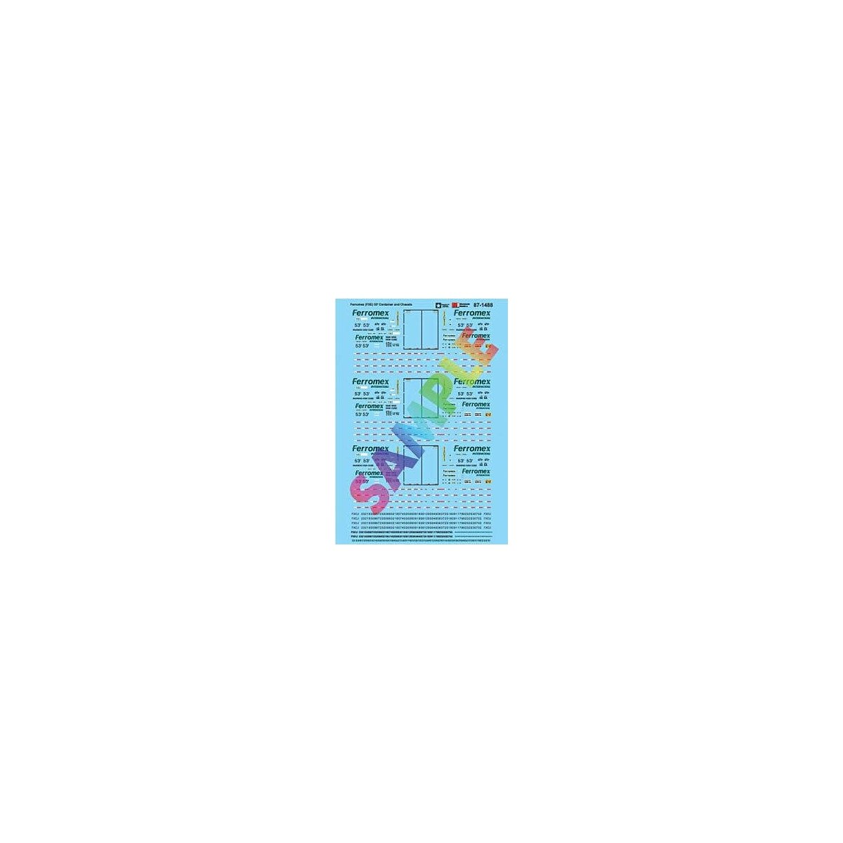 Railroad Decal Set -- Ferromex FXE 53′ Container and Chassis, HO, Microscale Industries Inc 871488