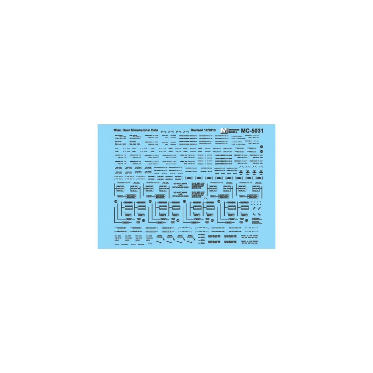 Railroad Decal Set -- Miscellaneous Door Dimensional Data (black), N, Microscale Industries Inc 605031