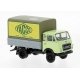 OM-UNIC 24c Low-Side Delivery Truck with Tarp - Assembled -- Yacco (green, gray, yellow, German Lettering), HO, Brekina Automode