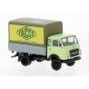 OM-UNIC 24c Low-Side Delivery Truck with Tarp - Assembled -- Yacco (green, gray, yellow, German Lettering), HO, Brekina Automode