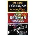 Barn Sign Decals -- Set 1 - Eat More Possum, Chew Redman, Dr. Pierce, HO, Blair Line 2250
