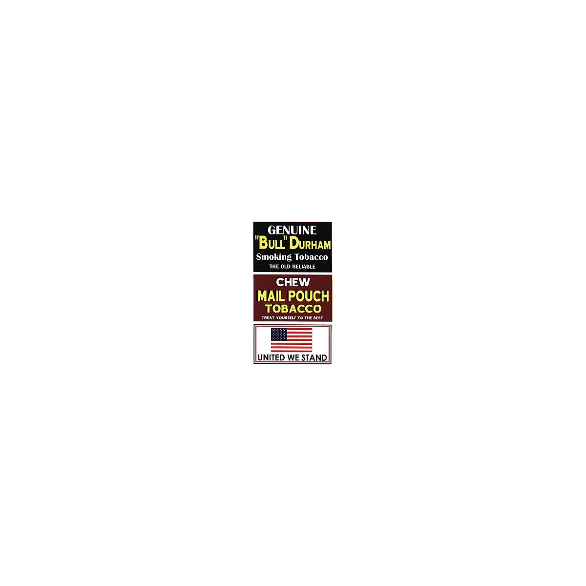 Barn Sign Decals -- Set 6 - Chew Mail Pouch, United We Stand, Bull Durham, HO, Blair Line 2255