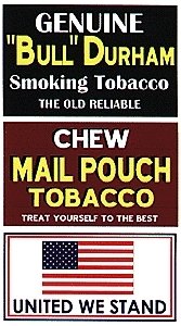 Barn Sign Decals -- Set 6 - Chew Mail Pouch, United We Stand, Bull Durham, HO, Blair Line 2255