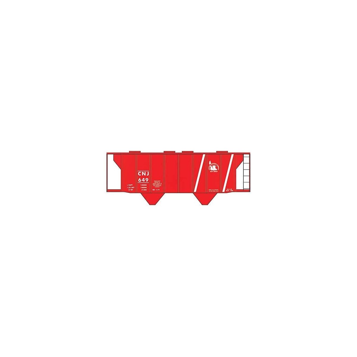 Railroad Decal Set -- Central Railroad of New Jersey Aragonite-Service Covered Hopper (Red Sch, HO, Tichy Train Group 10113