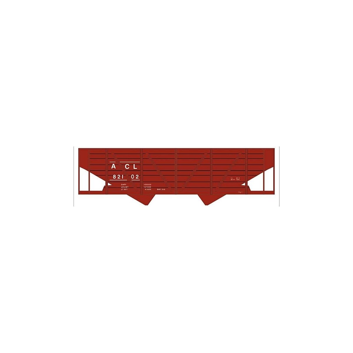Railroad Decal Set -- Atlantic Coast Line 2-Bay Wood Hopper, HO, Tichy Train Group 10192