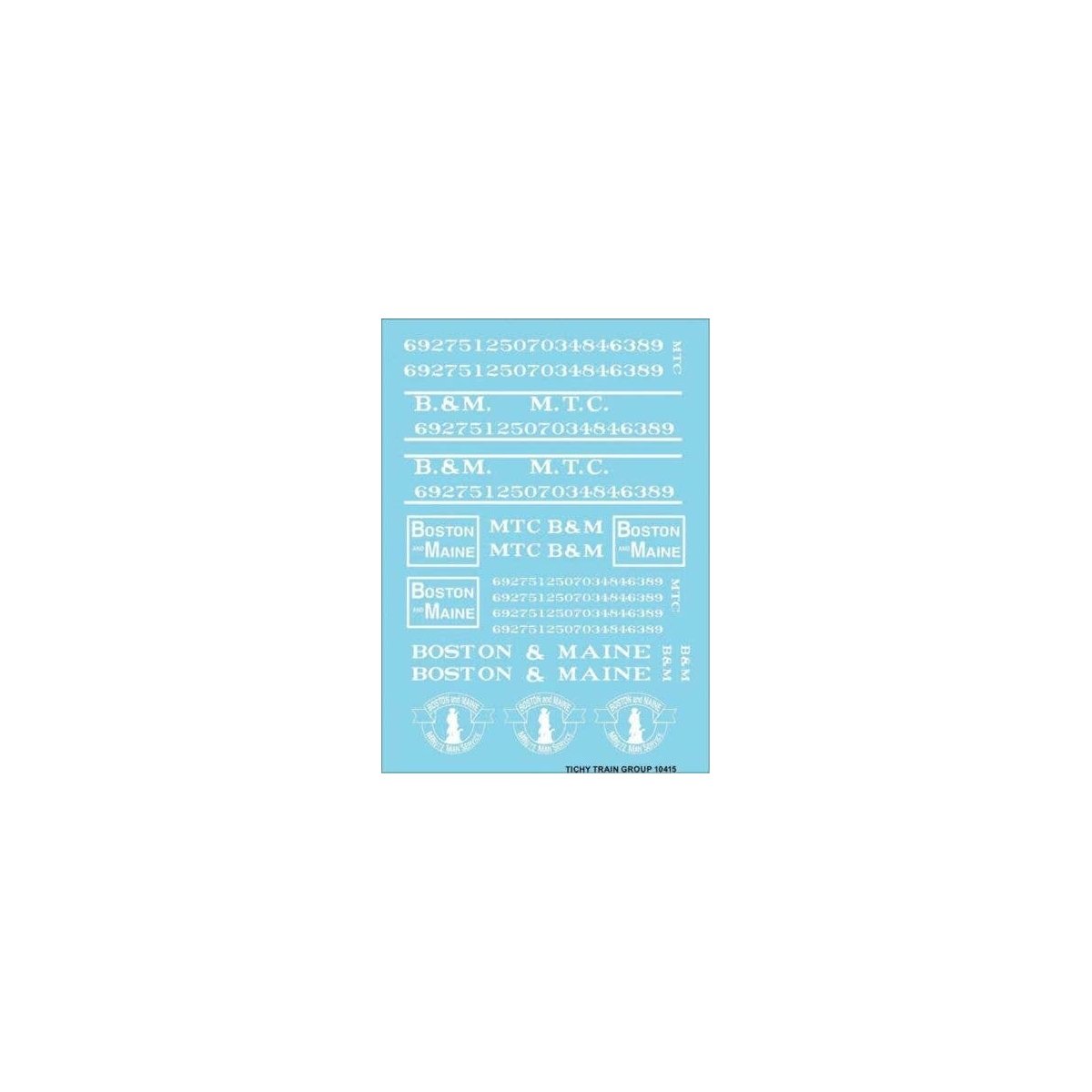 Railroad Decal Set -- Boston & Maine - MTC Roadname Set (white), HO, Tichy Train Group 10415