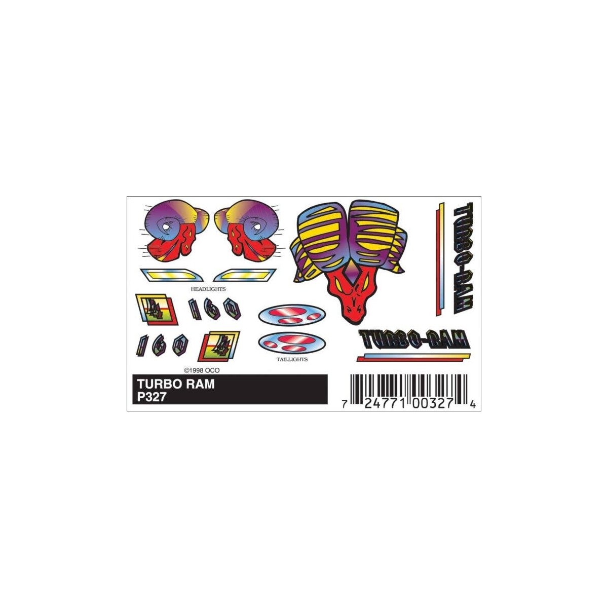 PineCar(R) Stick-On Decals -- Turbo Ram, All Scales, Woodland Scenics 327