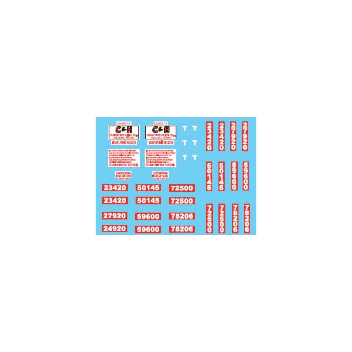 Vehicle Decal Set -- C&H Transportation, HO, Lonestar Models 12023