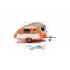 TB Camping Trailer - Assembled -- Mexican Sunset (orange, white, silver), HO, Wiking 9237