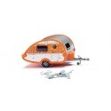 TB Camping Trailer - Assembled -- Mexican Sunset (orange, white, silver), HO, Wiking 9237