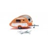TB Camping Trailer - Assembled -- Mexican Sunset (orange, white, silver), HO, Wiking 9237