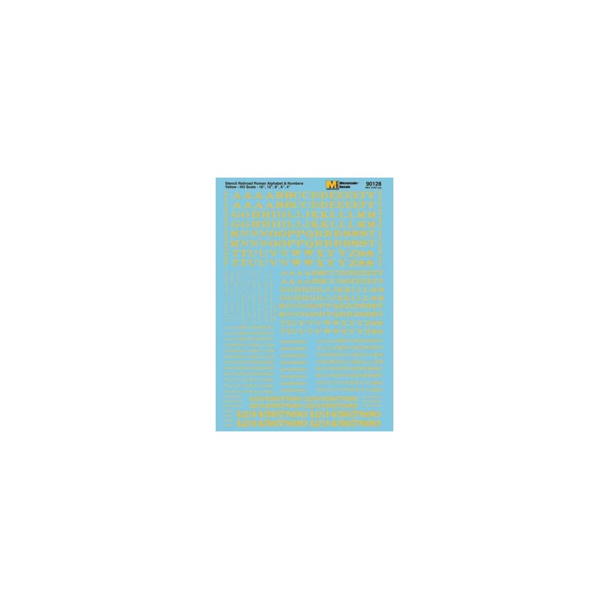 Alphabets & Numbers - Stencil Railroad Roman -- Dulux Gold, HO, Microscale Industries Inc 90128