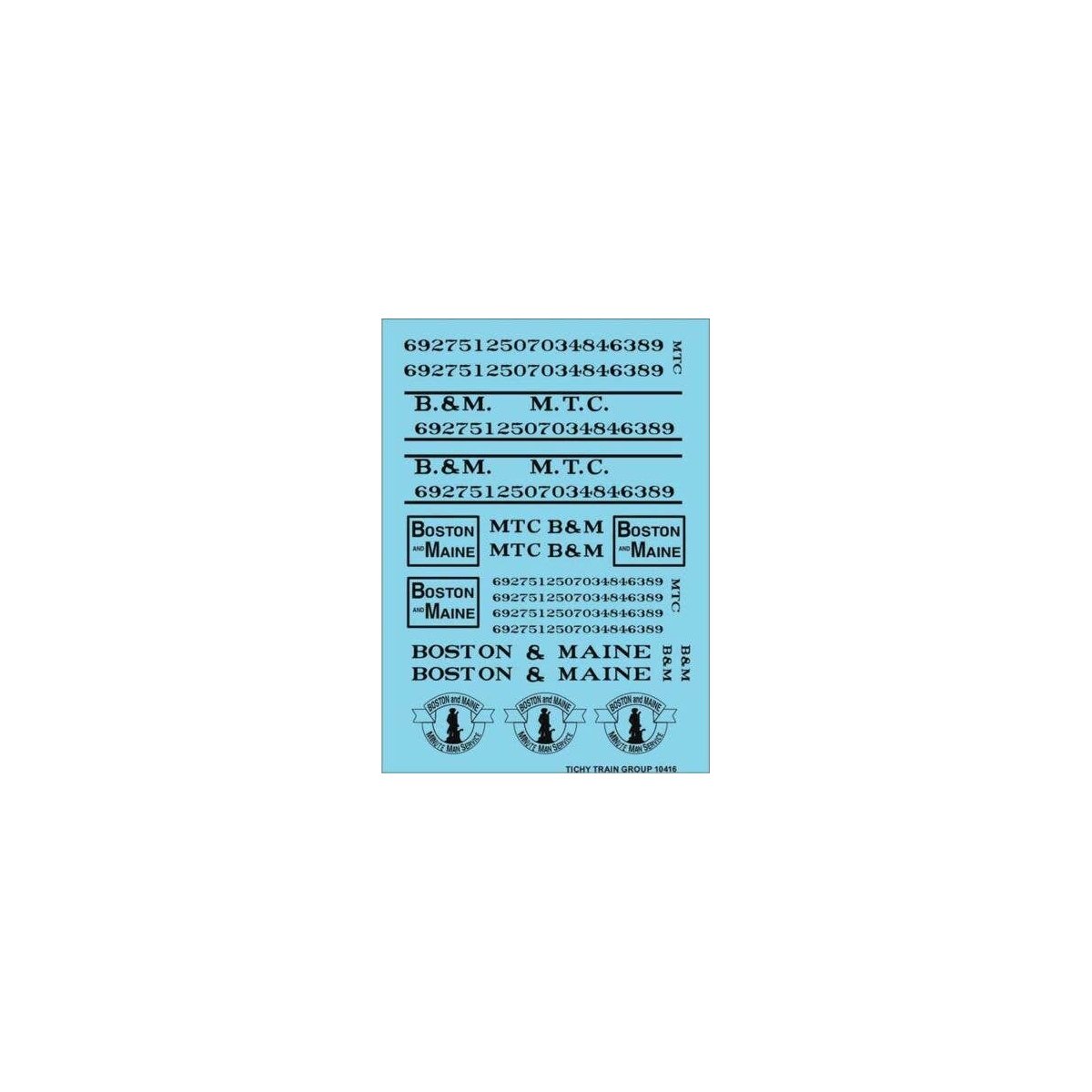 Railroad Decal Set -- Boston & Maine - MTC Roadname Set (black), N, Tichy Train Group 10416N