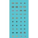 Railroad Decal Set -- 20 Assorted Pairs of Raised-Print Builders Plates, HO, Tichy Train Group 10183