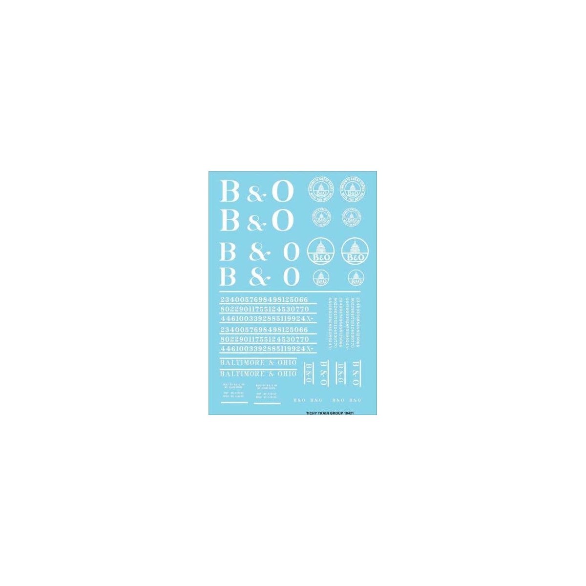 Railroad Decal Set -- Baltimore & Ohio Roadname Set (white), N, Tichy Train Group 10421N