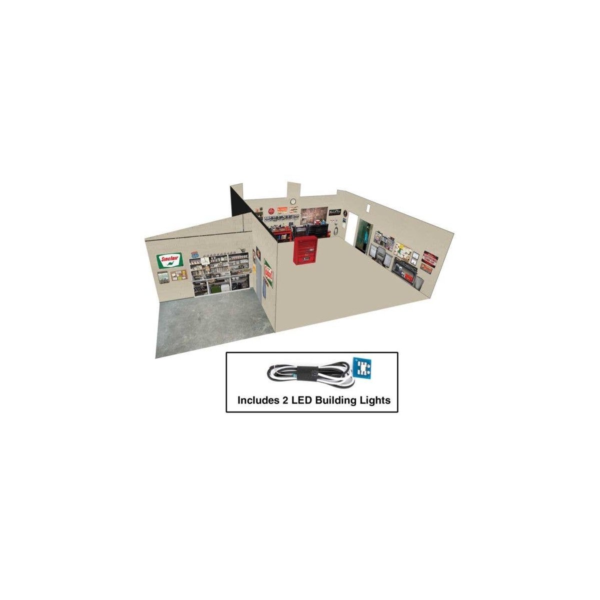 Vintage Gas Station - Spaces -- Interior Lighting and Detail Insert, HO, Walthers Cornerstone 4703