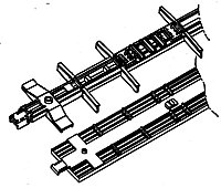 Underframe -- 50` `Evans 20` Cushion with Brake Set, HO, Details West 183