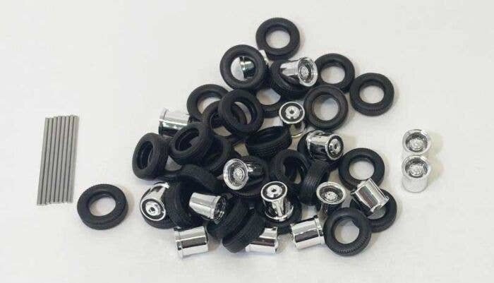 Rear Wheelsets for Trucks -- Low Profile (chrome) pkg(8), HO, Herpa Models 5533