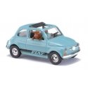 1965 Fiat 500 F Station Wagon with Sunroof, Driver & Dog - Assembled -- Light Blue, Black, HO, Busch Gmbh & Co Kg 48735