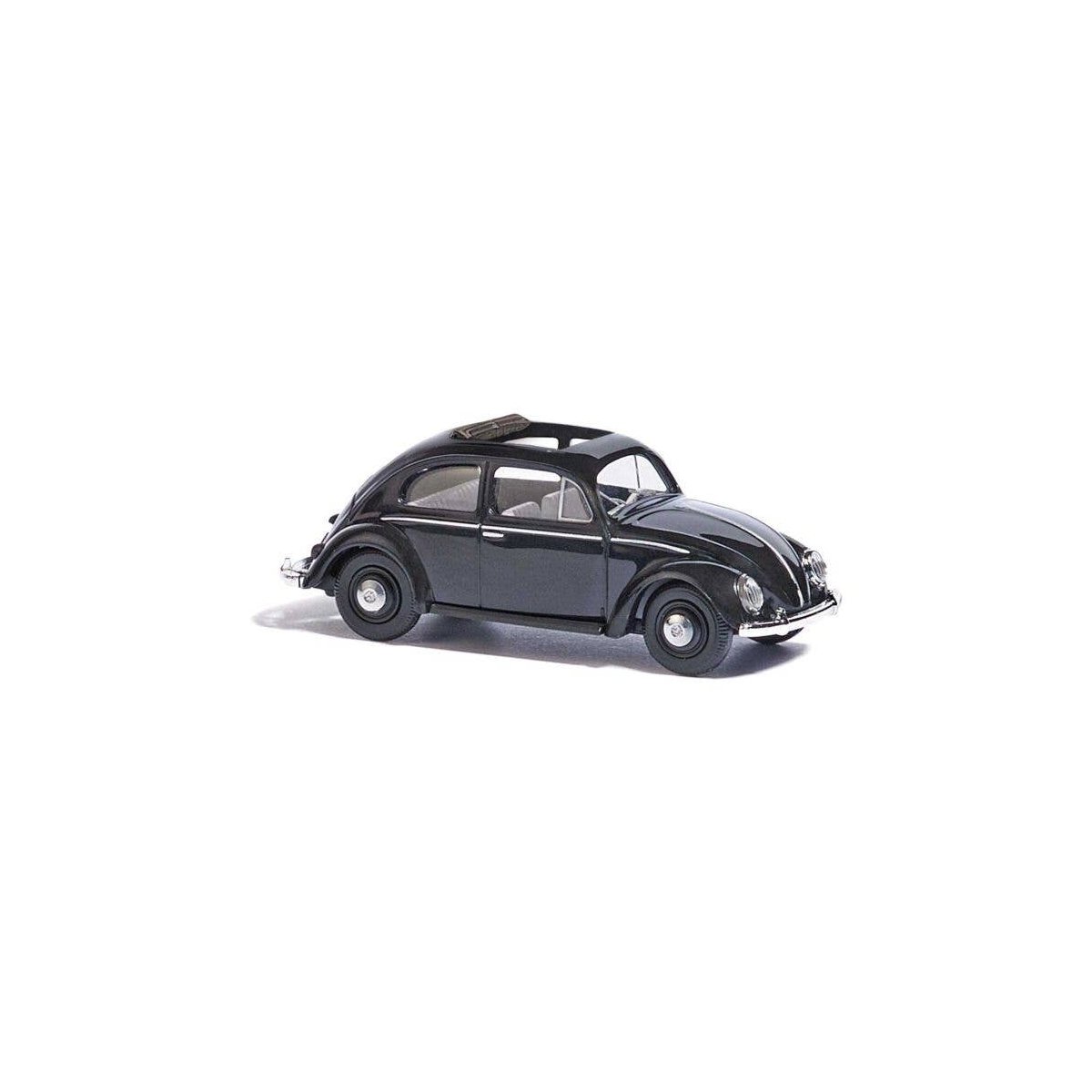 1952 Volkswagen Beetle with Pretzel-Split Rear Window - Assembled -- Black, HO, Busch Gmbh & Co Kg 52942