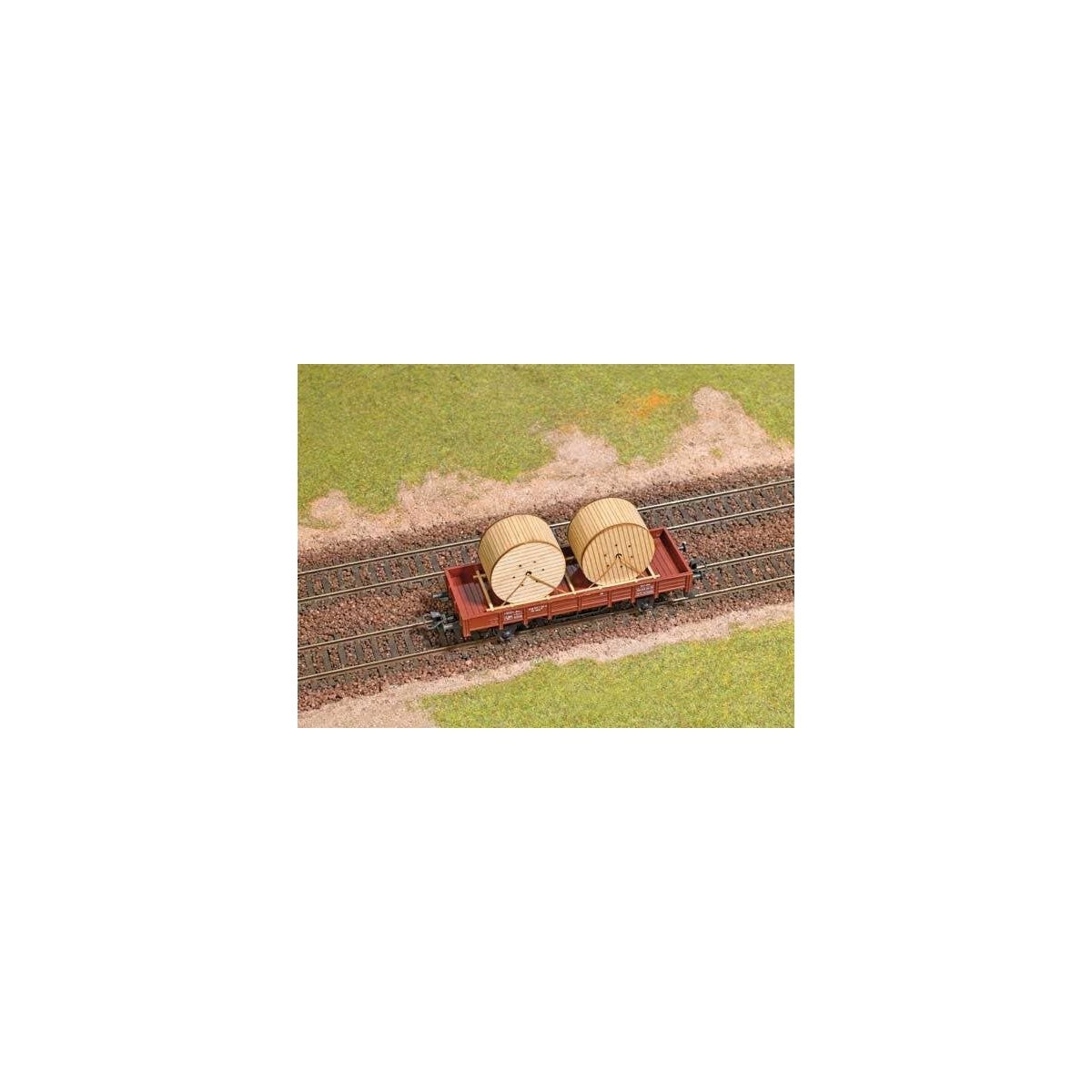 Wood Cable Reel/Drum Load - Laser-Cut Wood Kit -- pkg(2), HO, Busch Gmbh & Co Kg 1688